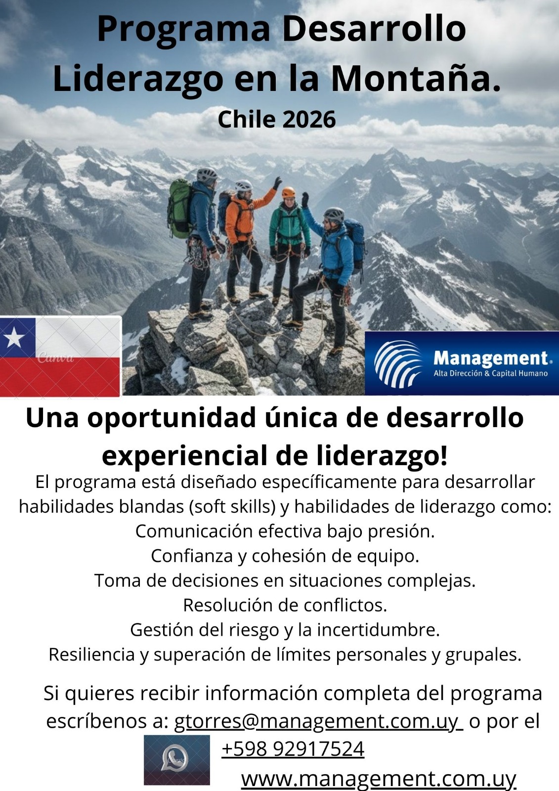 Programa Desarrollo Liderazgo en la Montaña - Chile 2026